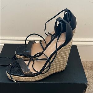 Shoe Dazzle Black Wedge Espadrilles
